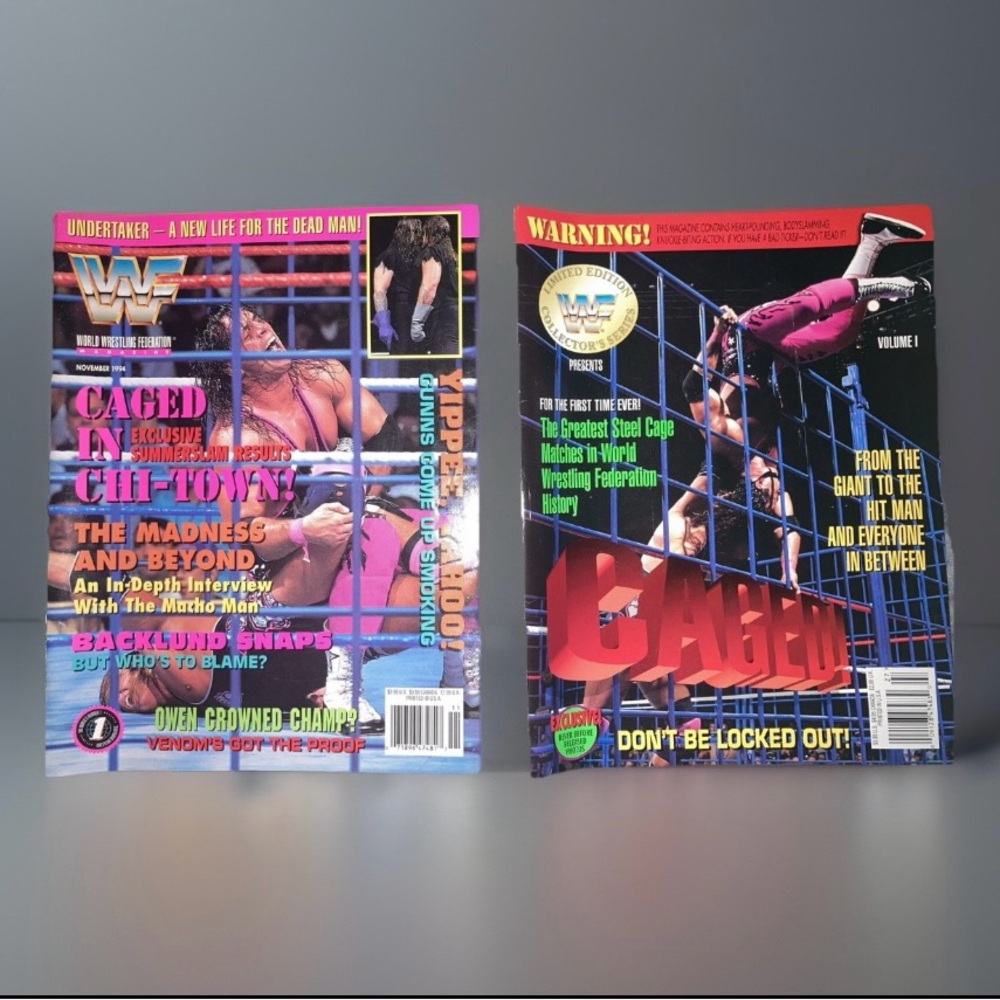 Wrestling Cage Match WWF Magazines Bret Hart 94-95 Caged Poster Inside Stapled